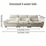 Sailboat-Inspired Fabric Sofa, Off-White Extra-Deep Couch with Solid Wood Frame for Spacious Living Room yw-217