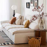 Sailboat-Inspired Fabric Sofa, Off-White Extra-Deep Couch with Solid Wood Frame for Spacious Living Room yw-217