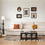 Sailboat-Inspired Fabric Sofa, Off-White Extra-Deep Couch with Solid Wood Frame for Spacious Living Room yw-217