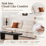 Sailboat-Inspired Fabric Sofa, Off-White Extra-Deep Couch with Solid Wood Frame for Spacious Living Room yw-217
