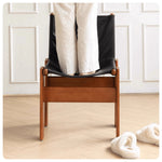 Luxurious Cowhide Leather Chair with Solid Rubberwood Frame - Black & Brown yw-227