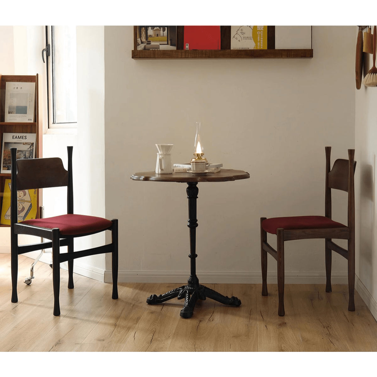 Stylish Ash Wood Chair with Red and Yellow Flannel Upholstery yw-228