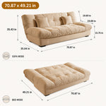 Soft Velvet Sofa Bed, Foldable 2-in-1 Sleeper Couch with Washable Cover, Single/Double Size, Cream Style zf-0429-1