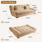 Soft Velvet Sofa Bed, Foldable 2-in-1 Sleeper Couch with Washable Cover, Single/Double Size, Cream Style zf-0429-1