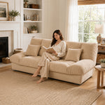 Soft Velvet Sofa Bed, Foldable 2-in-1 Sleeper Couch with Washable Cover, Single/Double Size, Cream Style zf-0429-1