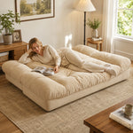 Soft Velvet Sofa Bed, Foldable 2-in-1 Sleeper Couch with Washable Cover, Single/Double Size, Cream Style zf-0429-1