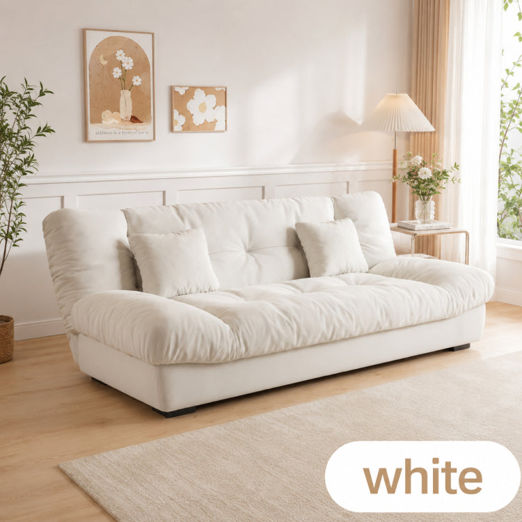 Soft Velvet Sofa Bed, Foldable 2-in-1 Sleeper Couch with Washable Cover, Single/Double Size, Cream Style zf-0429-1