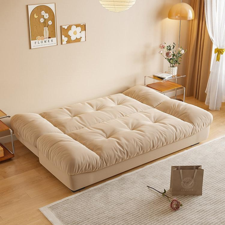 Cream Style Sofa Bed, Foldable 2-in-1 Sleeper for Small Spaces, Single/Double zf-0429-1