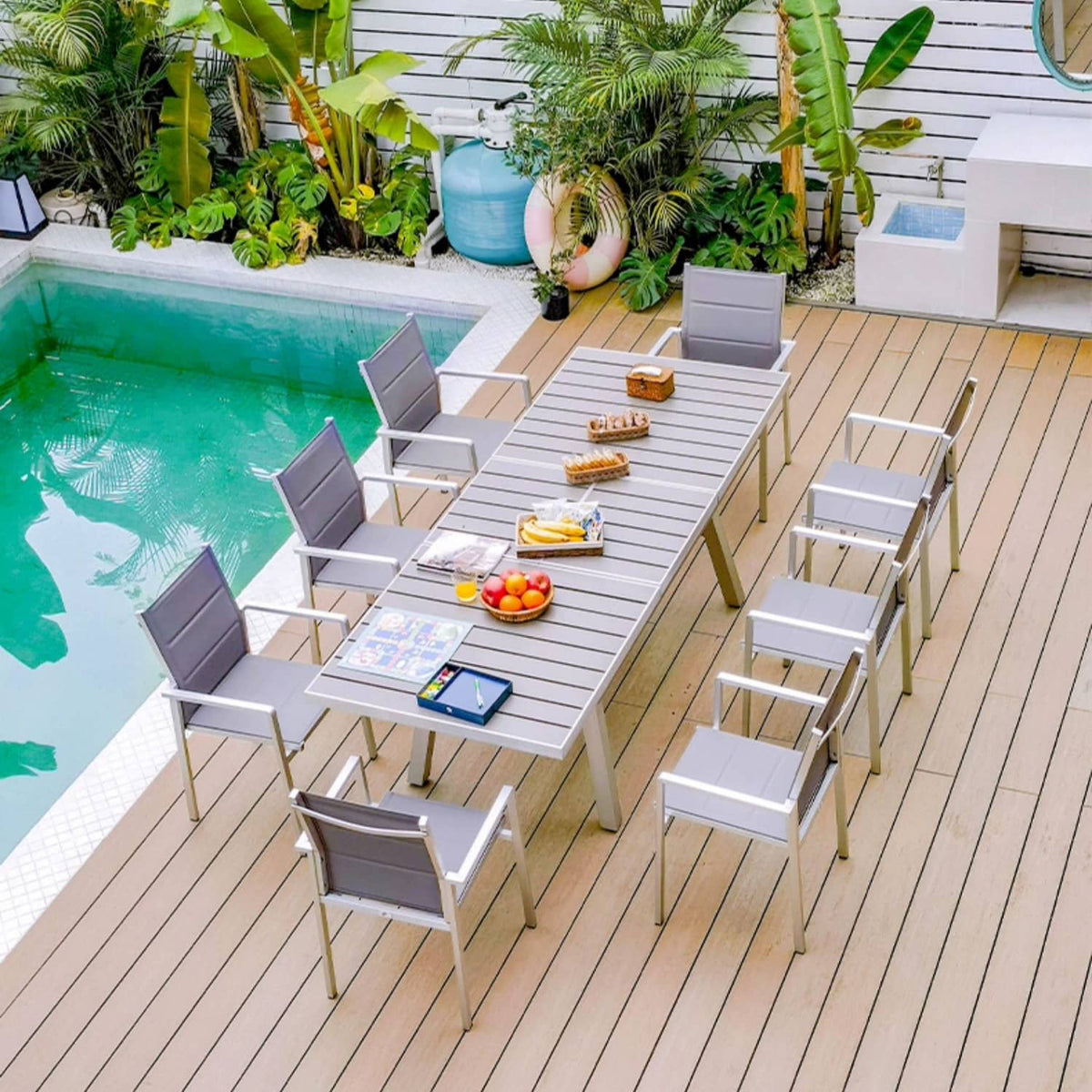 Shop Durable Gray WPC Aluminum Alloy Table – Perfect for Modern Outdoor Spaces zy-036