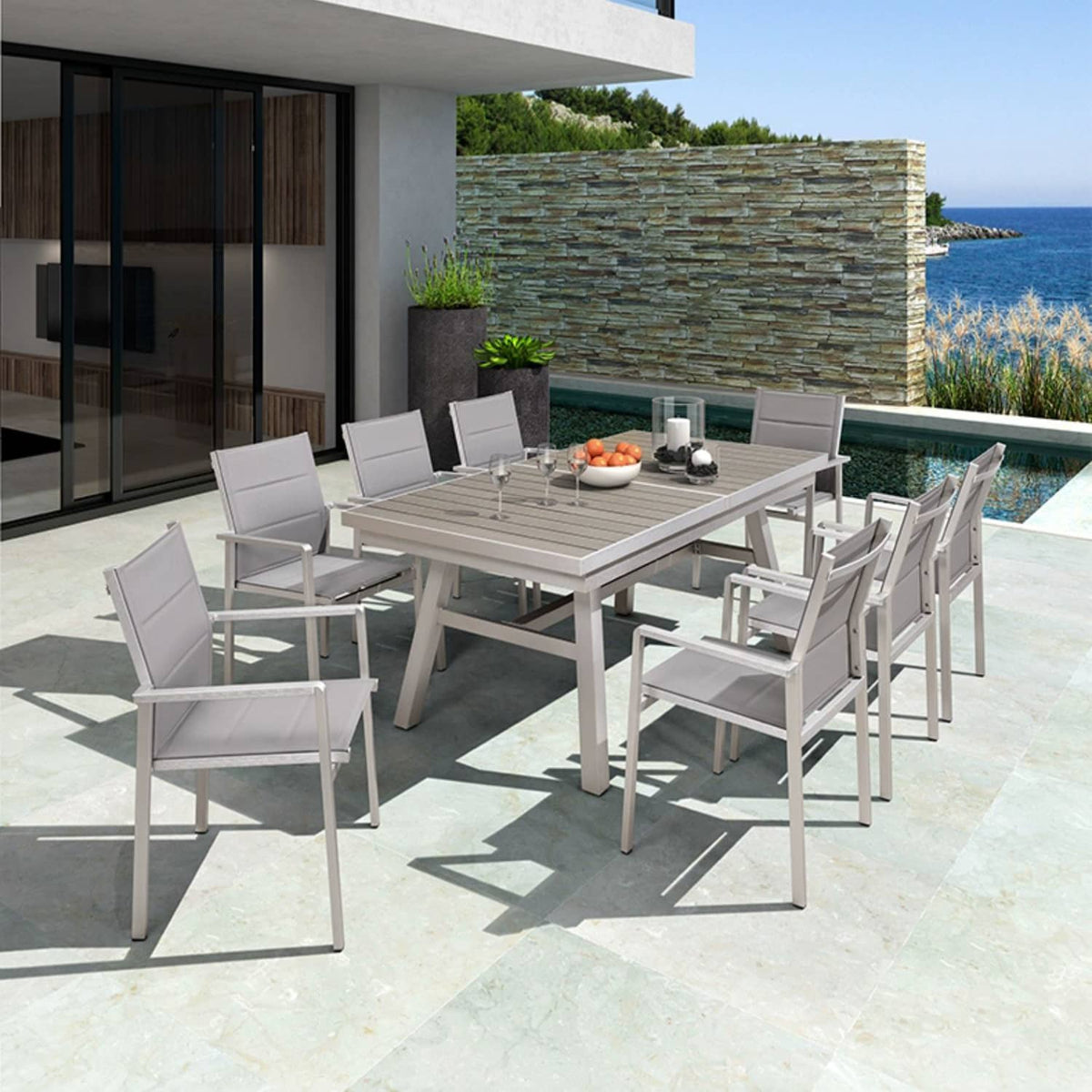 Shop Durable Gray WPC Aluminum Alloy Table – Perfect for Modern Outdoor Spaces zy-036