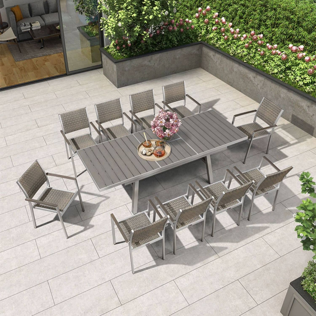 Shop Durable Gray WPC Aluminum Alloy Table – Perfect for Modern Outdoor Spaces zy-036