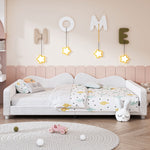 Full size Upholstered Daybed, Sherpa Fabric Sofabed with Cloud-Shaped Backrest, No Box-spring Needed, White N733P234605K-djyc