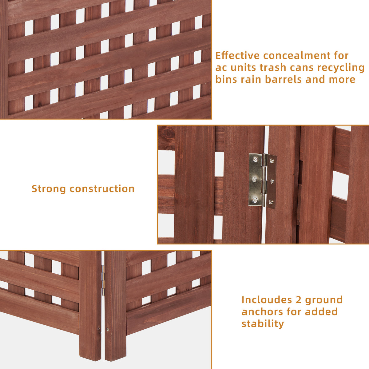 Air Conditioner Fence Screen Outside, Cedar Privacy Fence 3 Panels to Hide AC & Trash Enclosure, 32"W x 38"H W1390113800-djyc