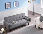 Sofa with Dual Functionality: 72" Dark Grey Cotton Linen Convertible Sofa Bed Including Two Bonus Pillows, Ideal for Family Living Rooms W127843493-djyc