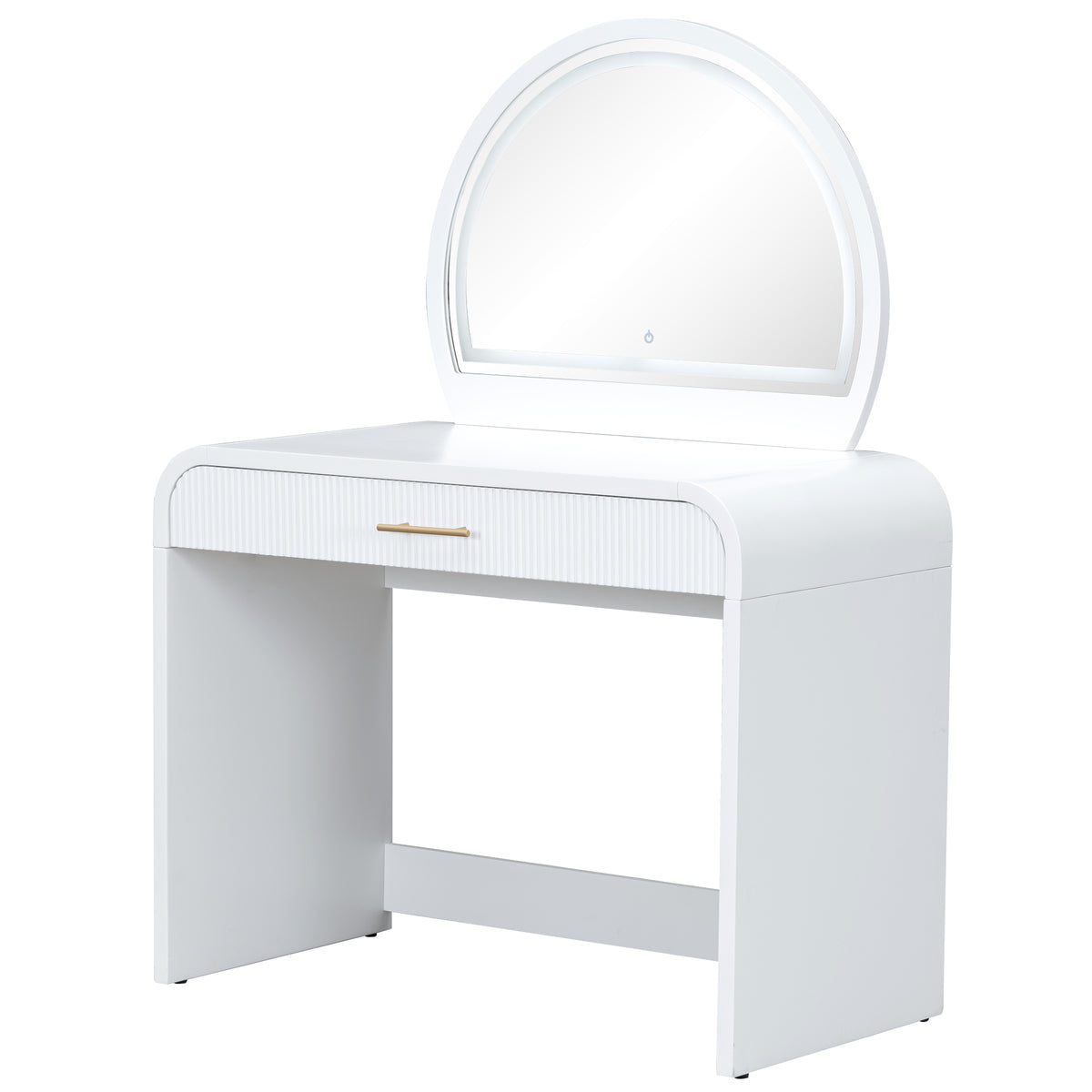 39" Makeup Vanity Table with Mirror Touch Screen Lighted Mirror, Dressing Table with Drawer for Bedroom, White N704P196658K-djyc