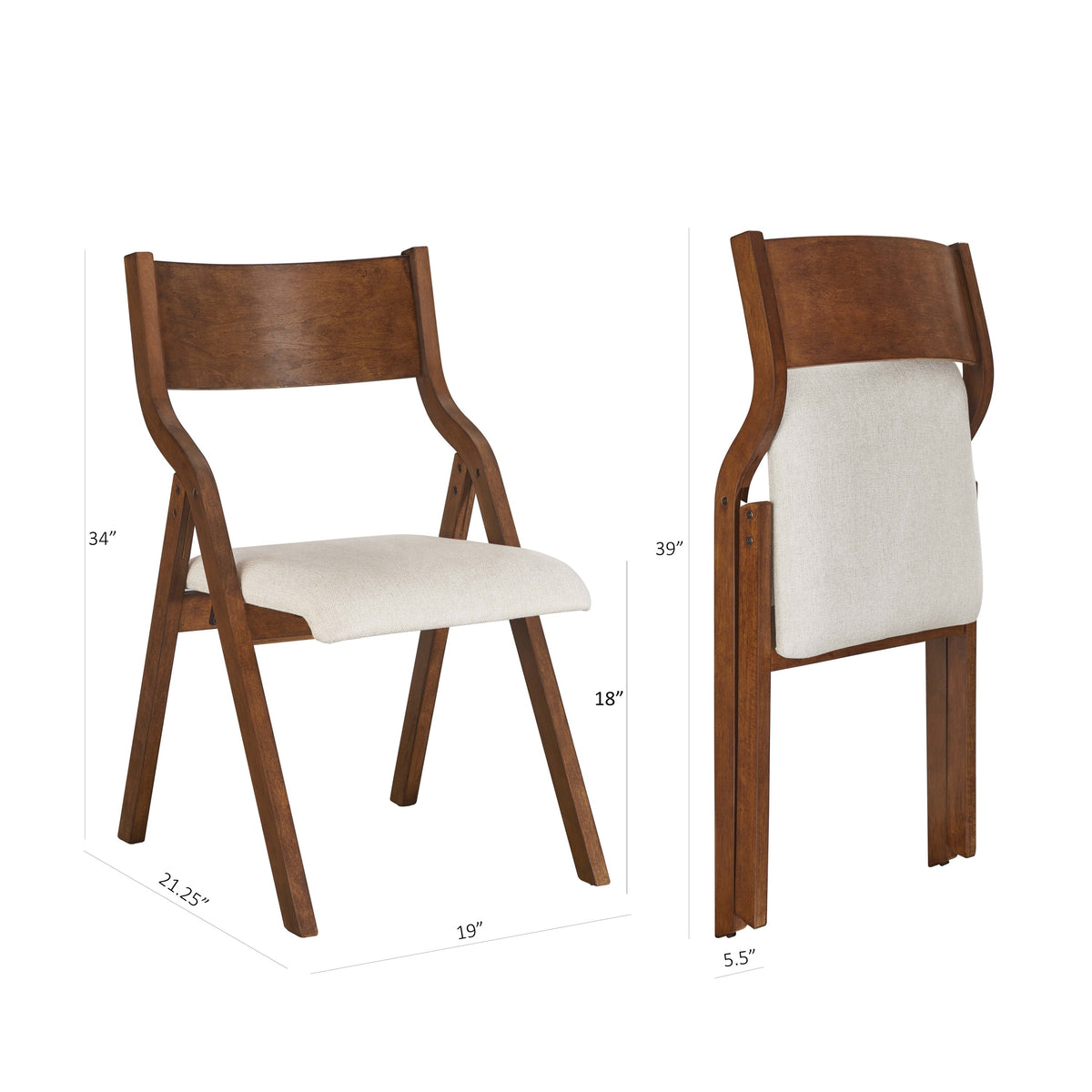 Upholstered folding Dining chair, space saving, easy to carry, Dining Room, 2-Pack-Walnut W2336P162767-djyc