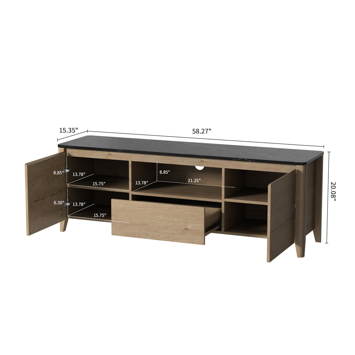 58 Inches Modern TV stand with LED Lights Entertainment Center TV cabinet with Storage for Up to 80 inch for Gaming Living Room Bedroom W881140879-djyc