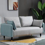 Contemporary Multi-Color Fabric Sofa in Mint Green, Light Gray, Orange, Blue, and Red with Wood Accents yr-120
