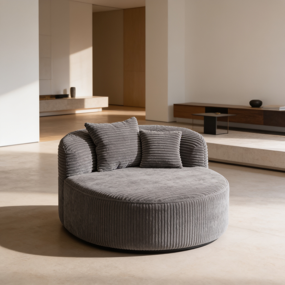 Modern Chaise Lounge Sofa Boneless Couch Sofa Bed Compression Sofa Couch with Two Supportive Pillows for Living Room, Gray-N719S002370E - 场景图