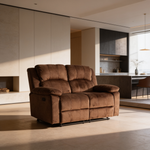 Modern 2pc Living Room Set 1x Loveseat 1x Recliner Suede Padded Cushion Back Pillow Arms Metal Reclining Chocolate Finish Primary Living Room Furniture-B011S02397 - 场景图