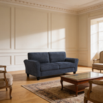 Contemporary 2pc Living Room Sofa Set Blue Chenille Upholstered Sofa Loveseat Plush Foam Padded Pocket Coils Solid Wood Furniture-B011S02487 - 场景图