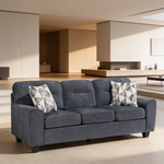 Contemporary Blue 2pc Set Sofa Loveseat Durable Chenille Fabric Decorative Pillows Wooden Living Room Furniture-B011S02478 - 场景图