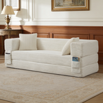 Modern cord sofa with stylish appearance, classic square design, unique two-tier design, convertible into a bed, ideal for apartments and large spaces.-W3396P439850 - 场景图