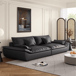 Luxurious Dark Brown and Light Beige Sofa with Black Pine Wood Frame - Down-Filled Cotton and Faux Leather Upholstery hxl-1265