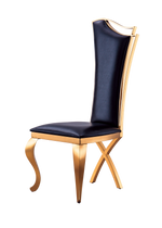 Leatherette Unique Design Backrest Dining Chair with Stainless Steel Legs Set of 2 W124157736-djyc