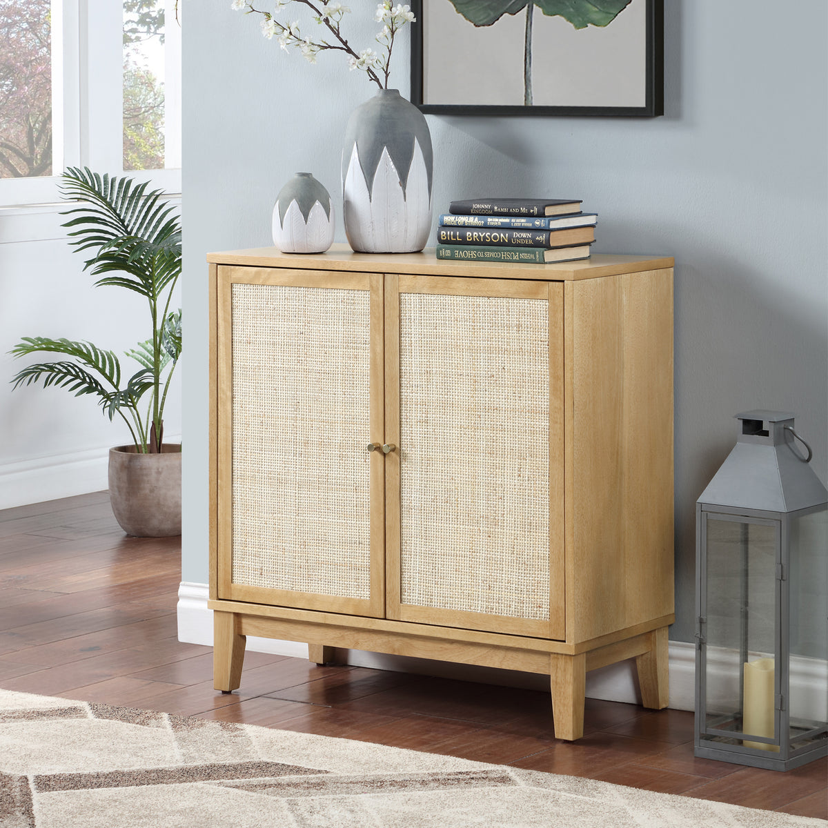 Buffet Cabinet with Storage,Storage Cabinet with Natural Rattan Decorated Doors,Rattan Cabinet with Adjustable Shelf,Sideboard for Living Room,Kitchen,Hallway,2 doors, storage, Natural W1998128697-djyc