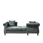 81-inch Chenille Face-to-face Chaise Lounge with Two Pillows,Nailhead trim,Button Tufted Design and Rolled Arms for Lounge, Living room and Office W834S00318-djyc