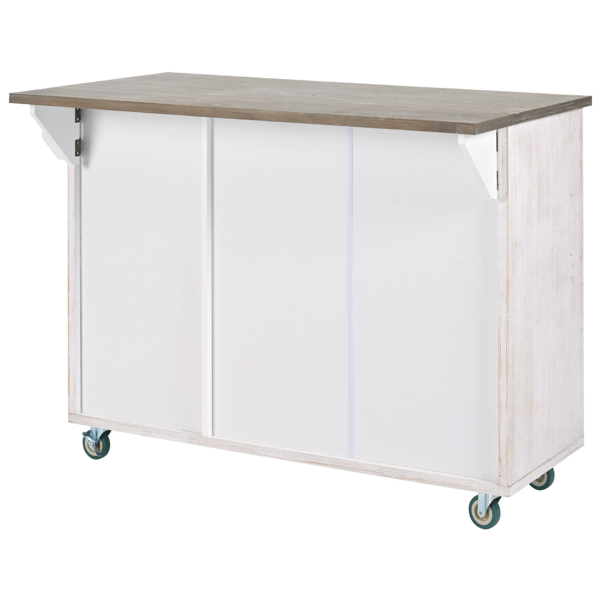 Retro Mountain Wood 47"D Kitchen Island with Drop Leaf, Farmhouse Kitchen Island on Wheels with Internal Storage Rack, Rolling Kitchen Cart with Towel Rack for Living Room, Kitchen, Dining Room(White) WF315658AAW-djyc