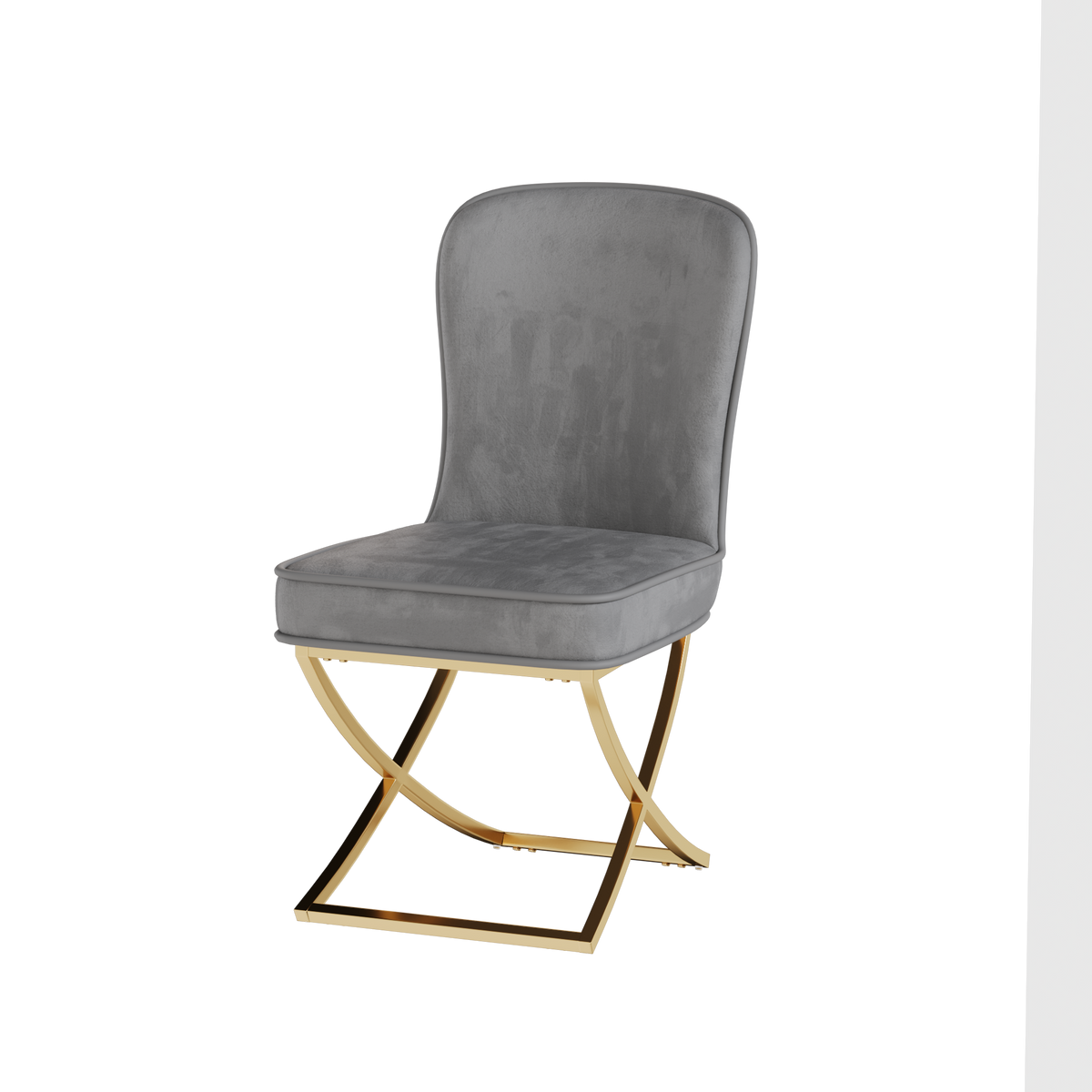 Dining Chair Set of 2, grey velvet Backrest and golden Metal legs.For Modern Kitchen Dining Room Chair for Kitchen Living Modern decorative Leisure chairs Office chairs W1727P195279-djyc