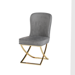 Dining Chair Set of 2, grey velvet Backrest and golden Metal legs.For Modern Kitchen Dining Room Chair for Kitchen Living Modern decorative Leisure chairs Office chairs W1727P195279-djyc
