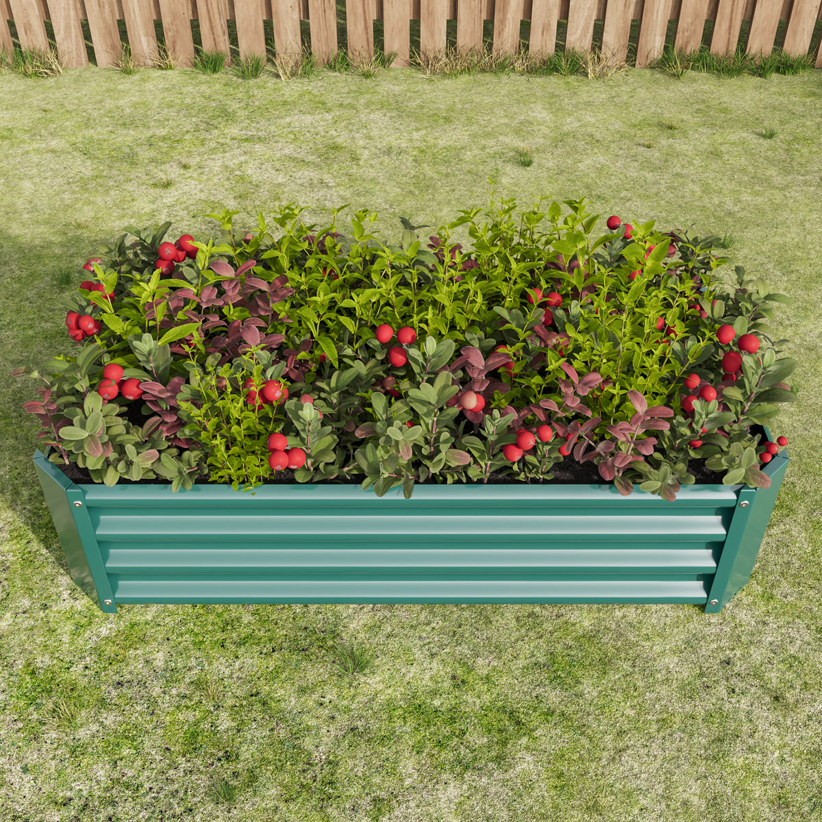 Metal Raised Garden Bed, Rectangle Raised Planter 4×2×1ftfor Flowers Plants, Vegetables Herb Veezyo Green W84091000-djyc