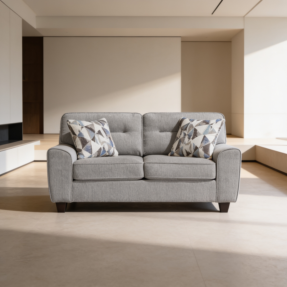 Contemporary Living Room Furniture 2pc Set Sofa Loveseat Durable Chenille Fabric Decorative Pillows Gray-B011S02475 - 场景图