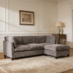 96.5'Sectional Couch for Living room, Upholstered Soft Chenille Fabric Sofa, 3-Seater with One Ottoman L Shape Sofa Gray-W1097S00280 - 场景图