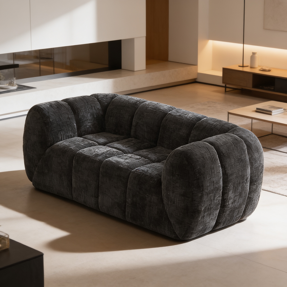 Chenille Pure Foam Sofa, Modern Quilted Cloud Sofa, Deep-Seat Chenille Pure Foam Sofa, Comfortable Modern Sofa, Suitable for Living Rooms, Bedrooms, and Apartments-W834P442227 - 场景图