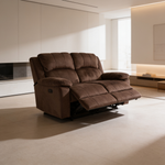 Modern 2pc Living Room Set 1x Loveseat 1x Recliner Suede Padded Cushion Back Pillow Arms Metal Reclining Chocolate Finish Primary Living Room Furniture-B011S02397 - 场景图