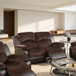 Modern 2pc Living Room Set 1x Sofa 1x Loveseat Pillow Armrest Cushion Backrest Faux Leather Upholstery Chocolate Finish Primary Living Room Furniture-B011S02391 - 场景图