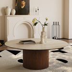 Modern Sintered Stone Coffee Table with Glass and Ash Wood Details fmus-4088