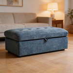 Leisure sofa chair,Double sofa recliner, with manually adjustable backrest, soft padded armrests, side USB charging port and phone stand, comes with a matching storage ottoman-Blue-W487S00516 - 场景图