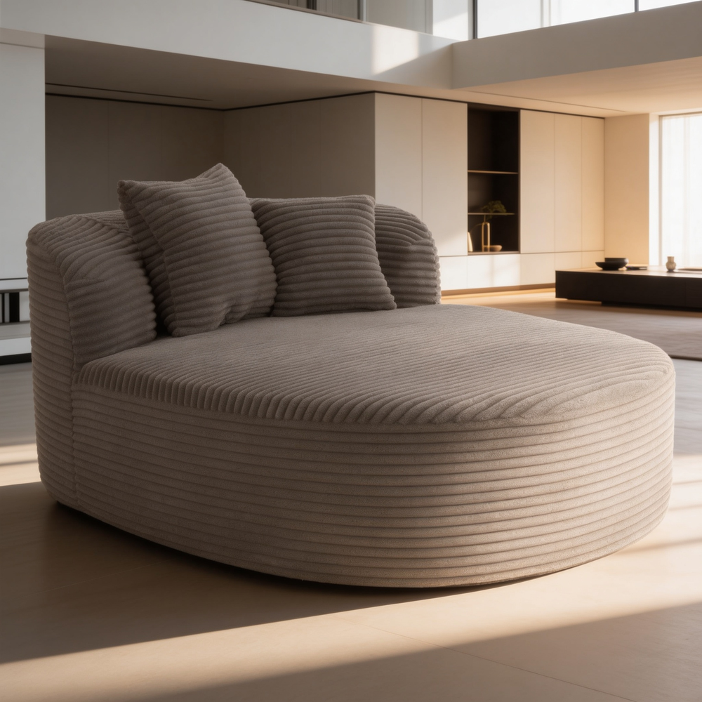Modern Chaise Lounge Sofa Boneless Couch Sofa Bed Compression Sofa Couch with Two Supportive Pillows for Living Room, Gray-N719S002370E - 场景图