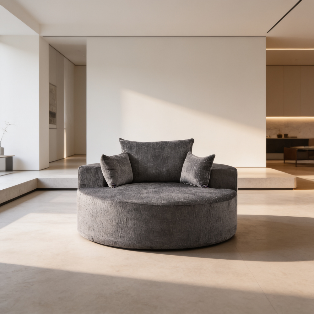 55'L Chenille Sponge single sofa,No Assembly Required,Fluffy Modern Sleeper Chair for Living room, Bedroom, Lounge and Projection Room(Not a swivel chair.)-W834P431155 - 场景图