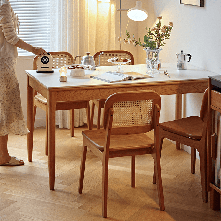 [幅100～140cm] テーブル 伸縮式 セラミック チェリー材 オーク 北欧 コンパクト fyg-653