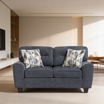 Contemporary Blue 2pc Set Sofa Loveseat Durable Chenille Fabric Decorative Pillows Wooden Living Room Furniture-B011S02478 - 场景图