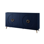 Modern Lacquered 4 Door Wooden Cabinet Sideboard Buffet Server Cabinet Storage Cabinet, for Living Room, Entryway, Hallway, Office, Kitchen and Dining Room, Navy Blue W1435P191610-djyc