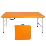 4ft Orange Portable Folding Table Indoor&Outdoor Maximum Weight 135KG Foldable Table for Camping W2031P154384-djyc