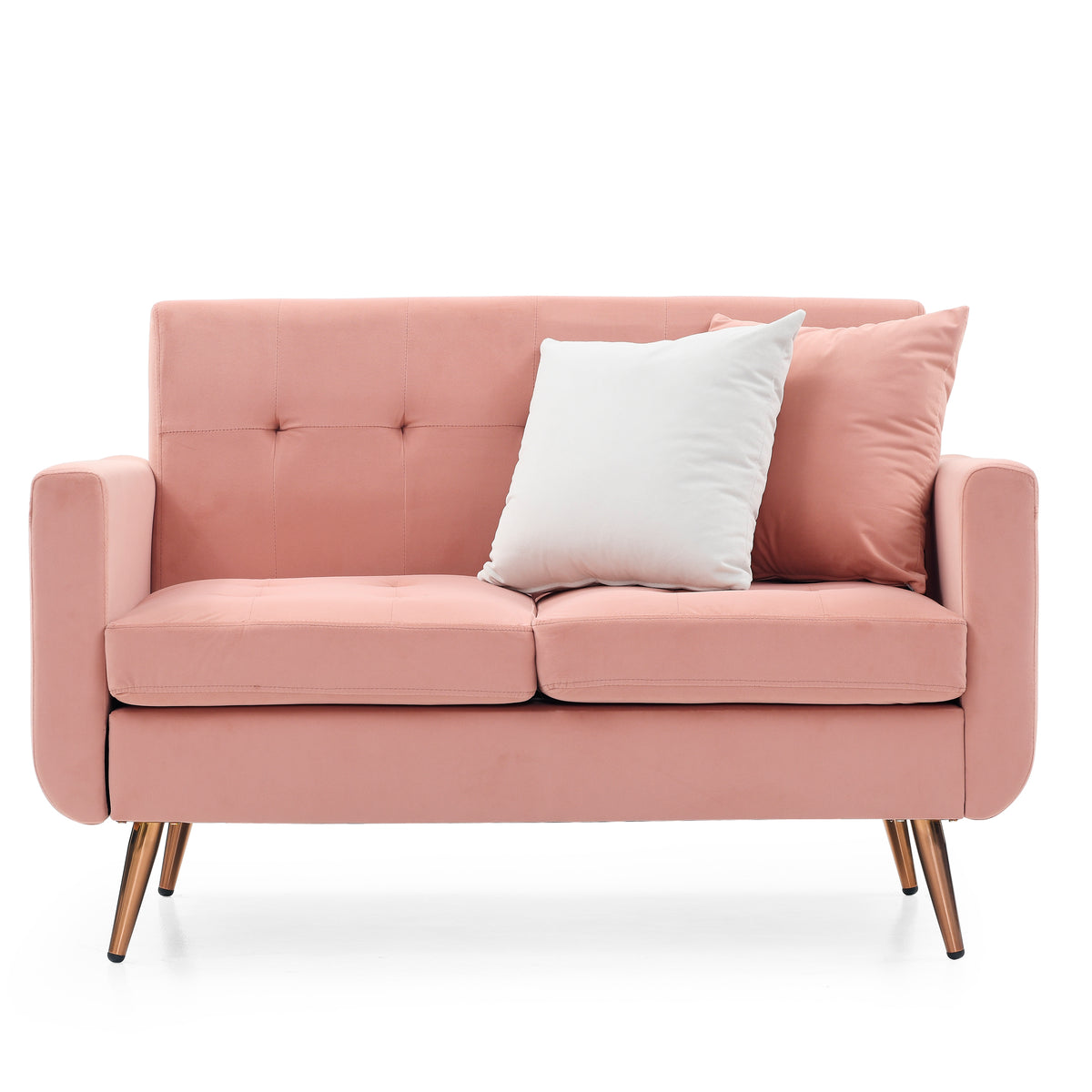 Loveseat Sofa, Mid Century Modern Decor Love Seat Couches for Living Room, Button Tufted Upholstered Small Couch for Bedroom, Solid and Easy to Install Love Seats Furniture,Pink W487P189546-djyc