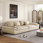 Luxurious Dark Brown and Light Beige Sofa with Black Pine Wood Frame - Down-Filled Cotton and Faux Leather Upholstery hxl-1265